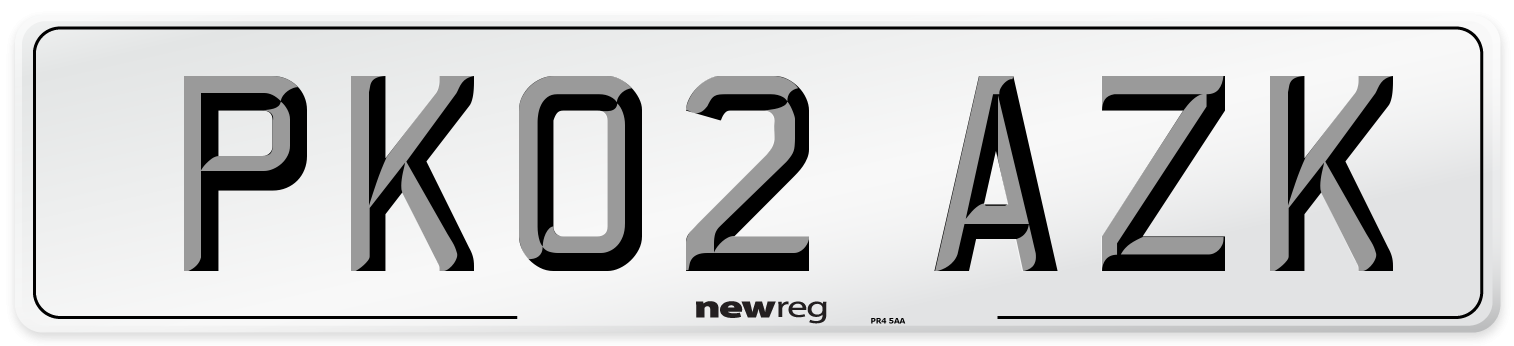 PK02 AZK Number Plate from New Reg